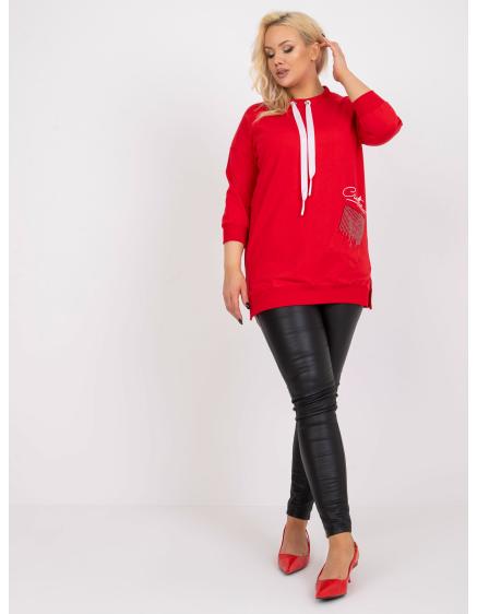 Női plus size pamut tunika applikációval INNA piros