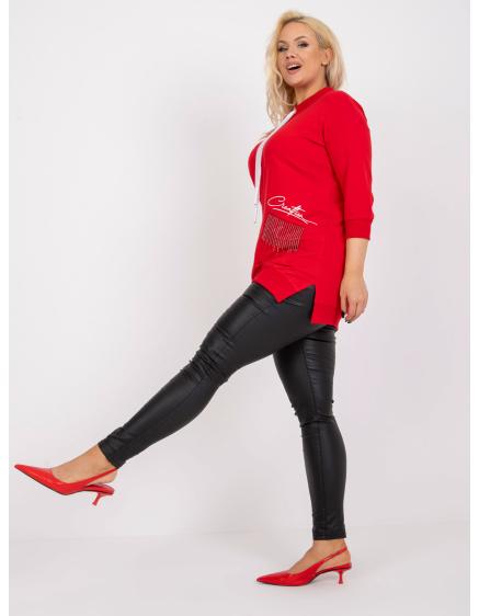 Női plus size pamut tunika applikációval INNA piros
