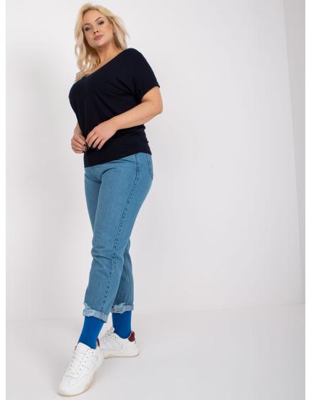 Dámska viskózna blúzka s krátkymi rukávmi plus size DINA navy blue