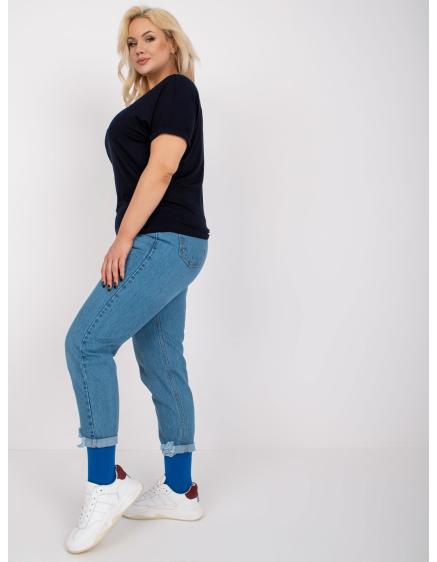 Dámska viskózna blúzka s krátkymi rukávmi plus size DINA navy blue