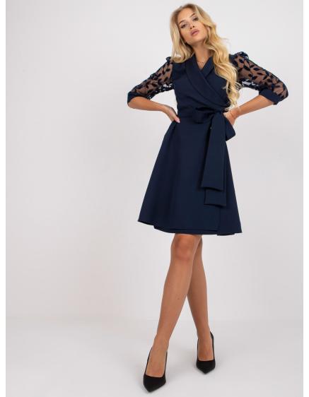 Dámske koktejlové šaty s 3/4 rukávom KESSIKA navy blue