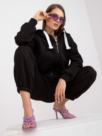 Dámska tepláková súprava s kapucňou na zips GARNET black