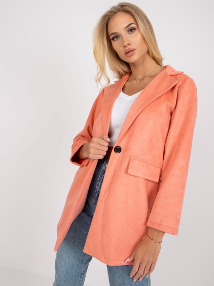 Dámska bunda s dlhým rukávom z ekokože IRMINA peach