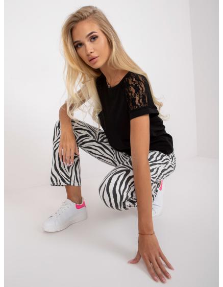 Női hétköznapi pamut blúz RUE PARIS fekete