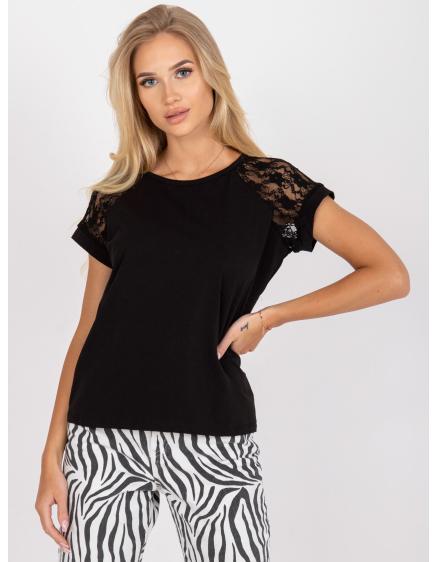 Női hétköznapi pamut blúz RUE PARIS fekete