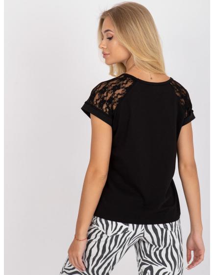 Női hétköznapi pamut blúz RUE PARIS fekete