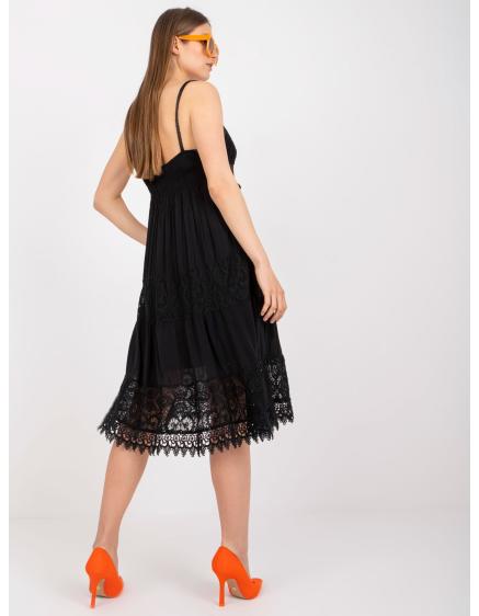 Női pántnélküli ruha csipkével OCH BELLA fekete