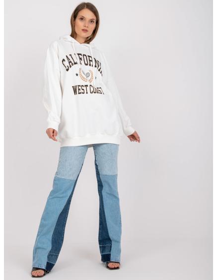 Női nyomtatott oversize pulóver KENY fehér