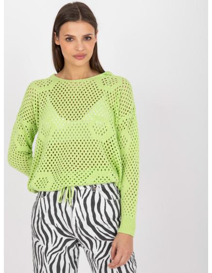 Dámský svetr s kapucí oversize RUE PARIS světle zelený  