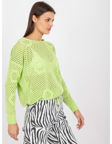 Dámský svetr s kapucí oversize RUE PARIS světle zelený  