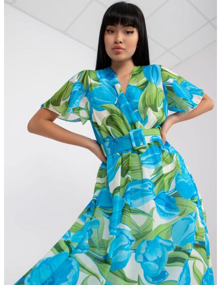 Dámske šaty s potlačou a krátkym rukávom VIA teal