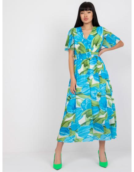Dámske šaty s potlačou a krátkym rukávom VIA teal