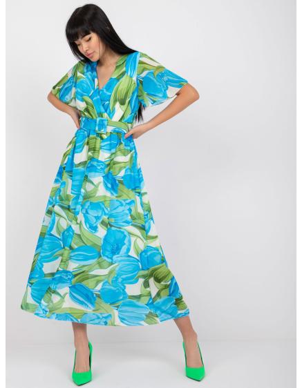 Dámske šaty s potlačou a krátkym rukávom VIA teal