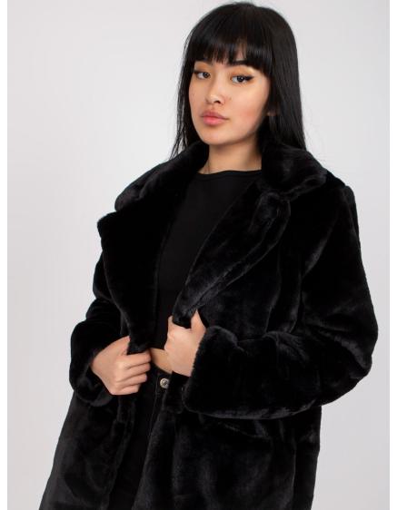 Dámsky kabát z umelej kožušiny s podšívkou SARI čierny