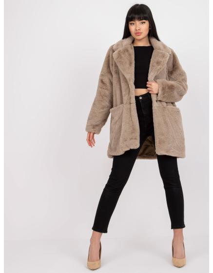 Dámsky kožuch s gombíkmi ZARAH tmavo béžový