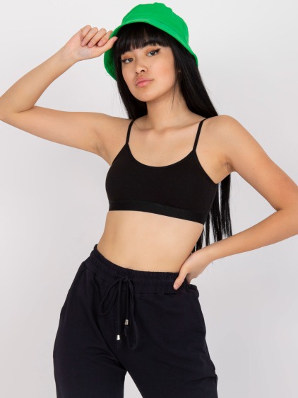 Dámsky krátky športový top s vystuženými košíčkami FIT black