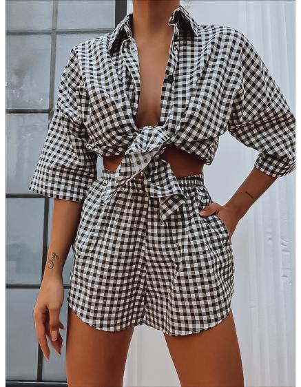 Dámská souprava kostkovaná AMIS bílo-černé