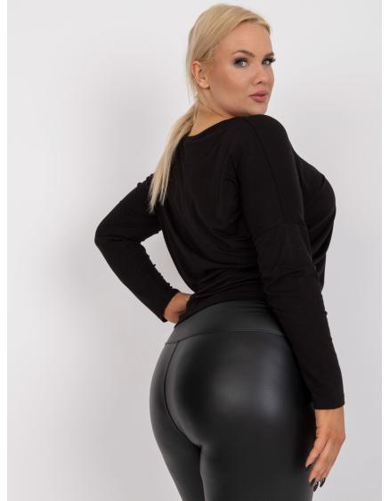 Női hosszú ujjú sima plus size blúz ELISA fekete