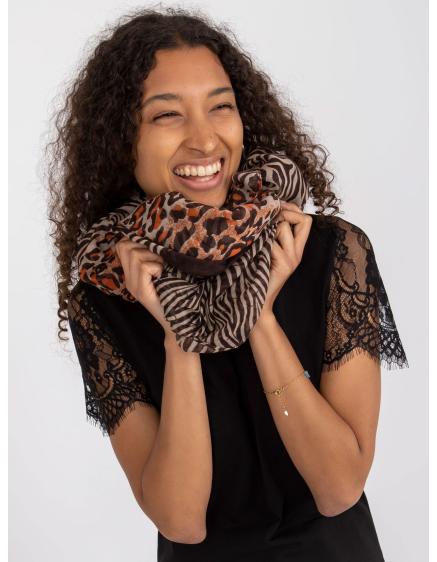 Dámská šála s potiskem LENORA hnědá a béžová