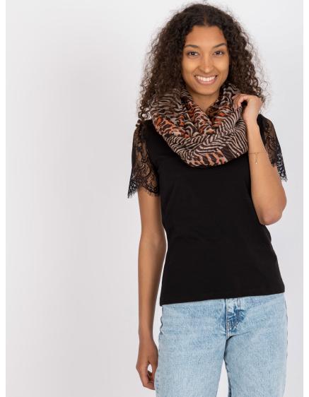 Dámská šála s potiskem LENORA hnědá a béžová