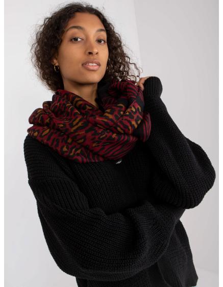 Női nyomtatott sál EVALYN fekete és bordó színben