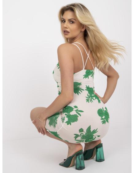 Dámské šaty mini LADY béžovo-zelené  