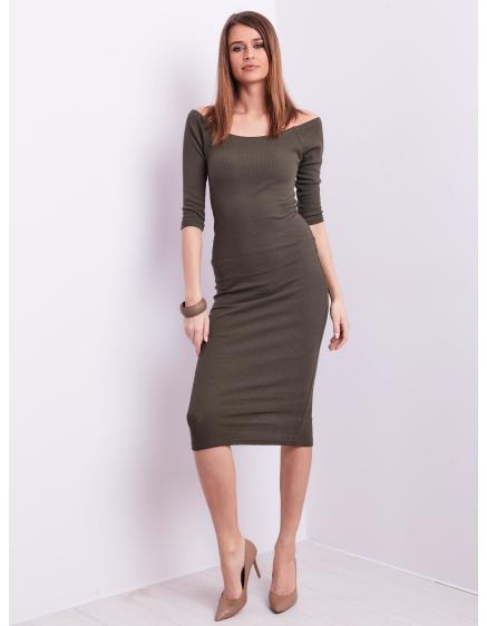 Női bordás ruha TONY khaki színű