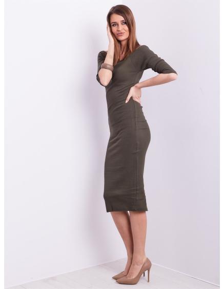 Női bordás ruha TONY khaki színű