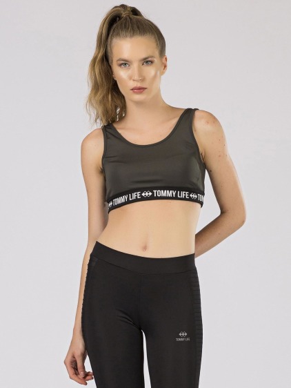 Női TOMMY LIFE sportos felső khaki színben