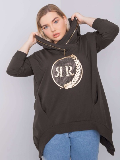 Női plus size pulóver FANTASY sötét khaki színben