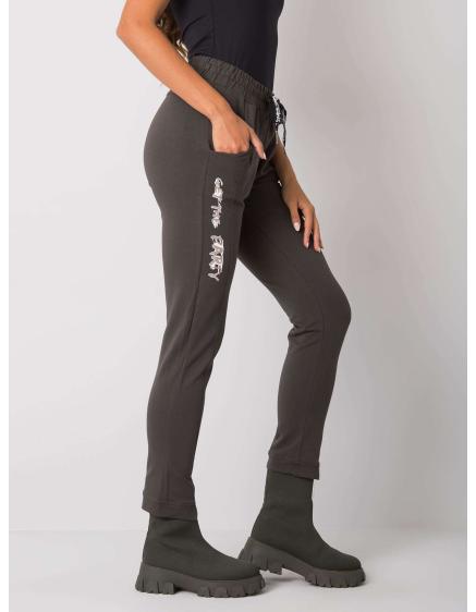 Női melegítőnadrág PEYTON felirattal sötét khaki színű