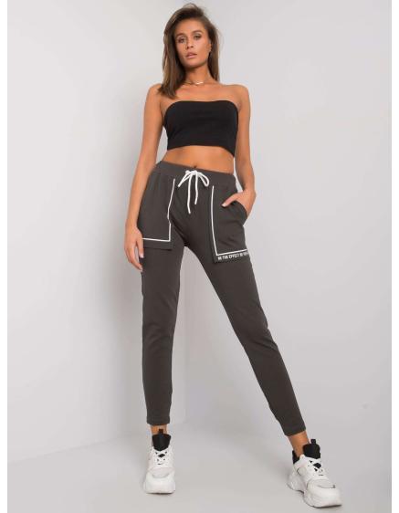 Női pamut melegítőnadrág WINSLEY sötét khaki színű