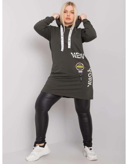Dámská tunika s kapucí plus size ASHFORD tmavě khaki  