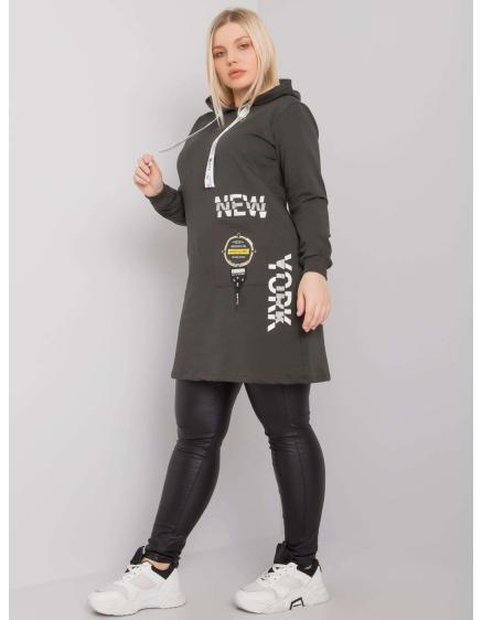 Dámská tunika s kapucí plus size ASHFORD tmavě khaki  
