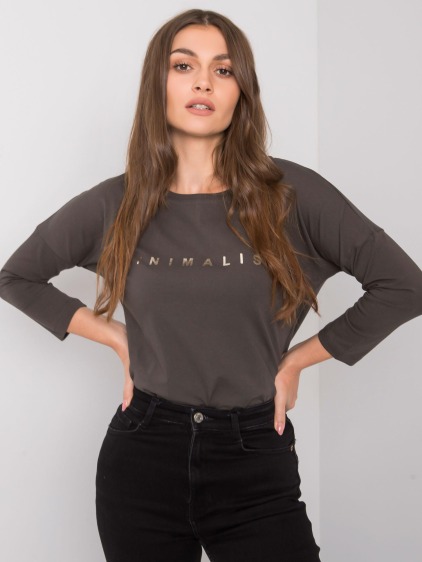 Dámská blůza bavlněná s nápisem CANTRICE tmavé khaki