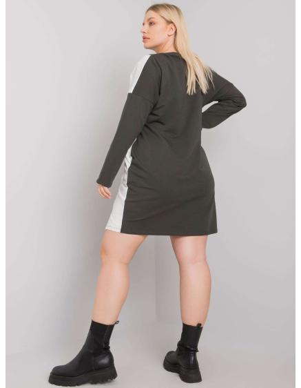Női plus size pamut tunika ELEASHA sötét khaki színben