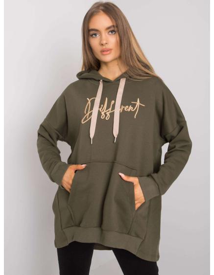 Női kapucnis pulóver FALLON khaki színű