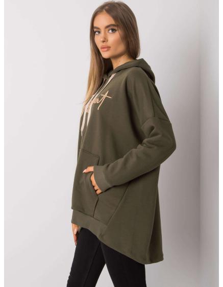 Női kapucnis pulóver FALLON khaki színű
