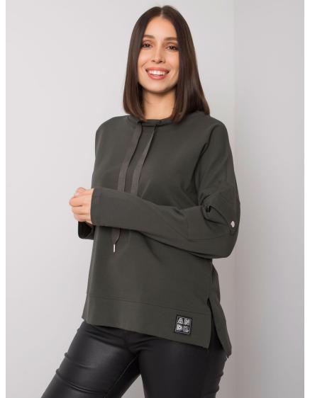 Női blúz zsebekkel az ujjakon khaki plus size LUNNARA dark