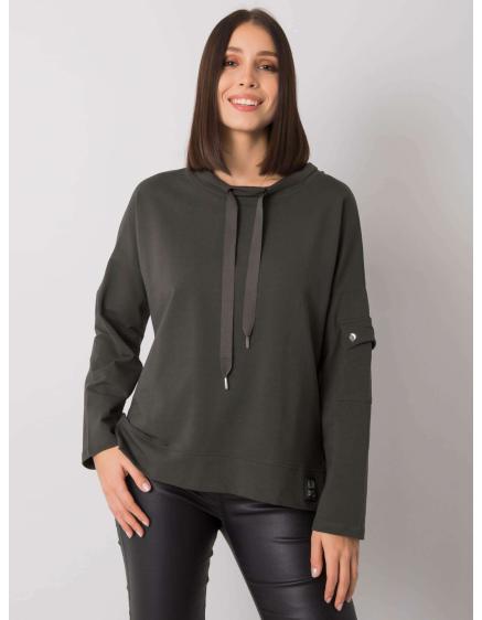 Női blúz zsebekkel az ujjakon khaki plus size LUNNARA dark