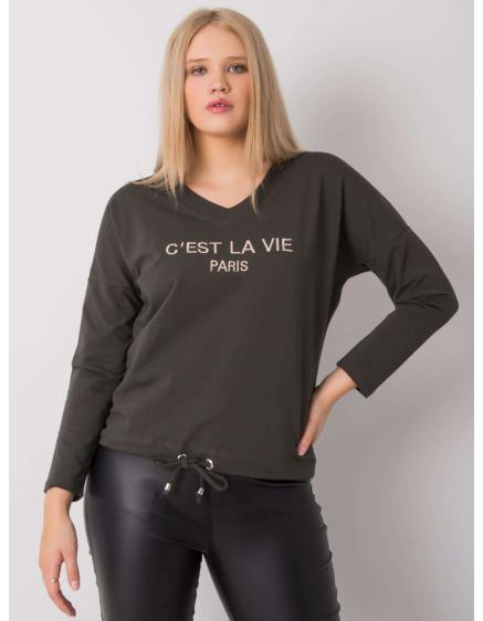 Női plus size blúz SHERILYN sötét khaki színű