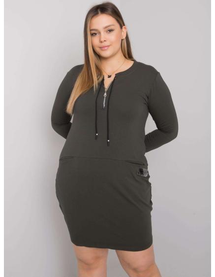 Női plus size ruha zsebekkel ALESSIA khaki khaki