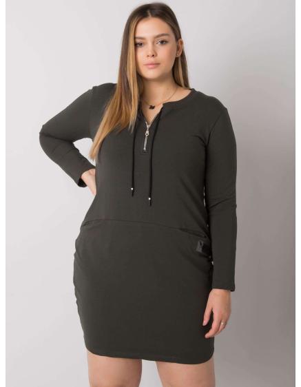 Női plus size ruha zsebekkel ALESSIA khaki khaki