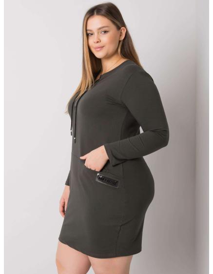 Női plus size ruha zsebekkel ALESSIA khaki khaki