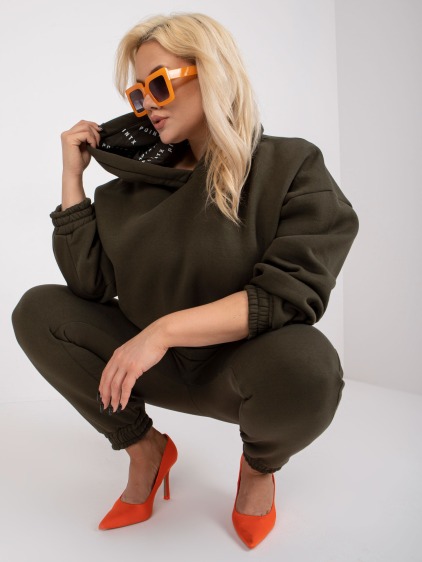 Dámske plus size tepláky s nohavicami WEB khaki
