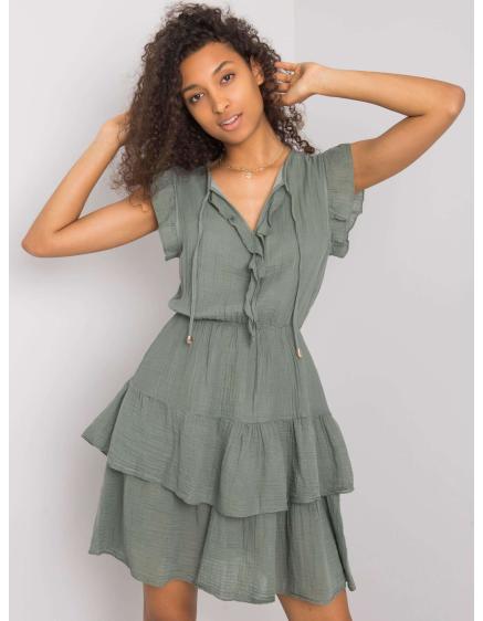 Khaki šaty s volánem Melbina OCH BELLA