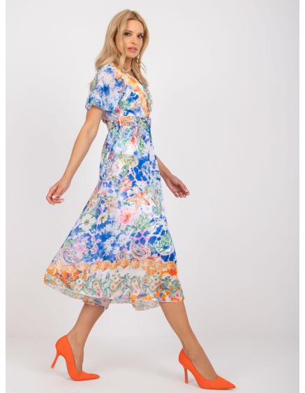 Női nyomtatott midi ruha övvel BRIANNA kék