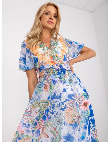 Női nyomtatott midi ruha övvel BRIANNA kék