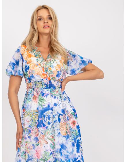Női nyomtatott midi ruha övvel BRIANNA kék