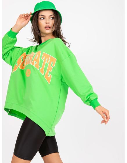 Dámska mikina s kapucňou a potlačou ERASMO zelená a oranžová